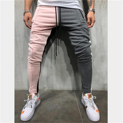 Men's Casual Pink & Grey Sport Jogger Pants