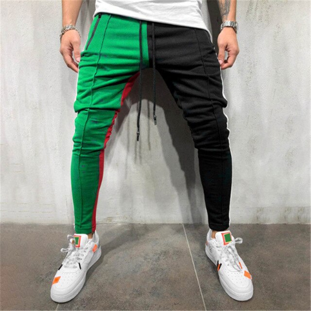Men's Casual Green & Black Sport Jogger Pants