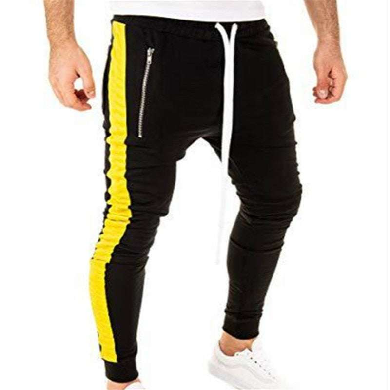 Men's Sport Black & Yellow Fitness Running Pants