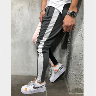 Men's Casual Pink & Grey Sport Jogger Pants