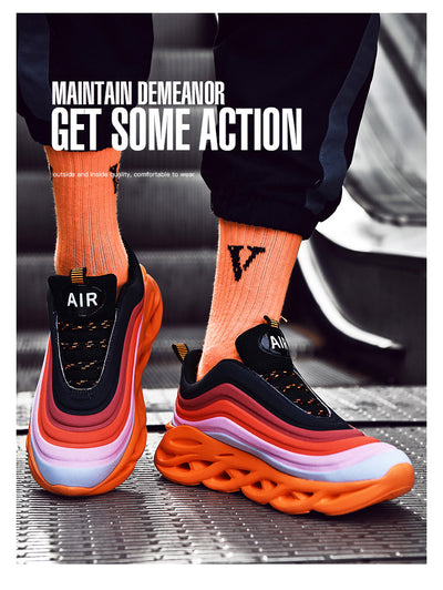 Men's Fashion Durable Orange & Black Sneakers