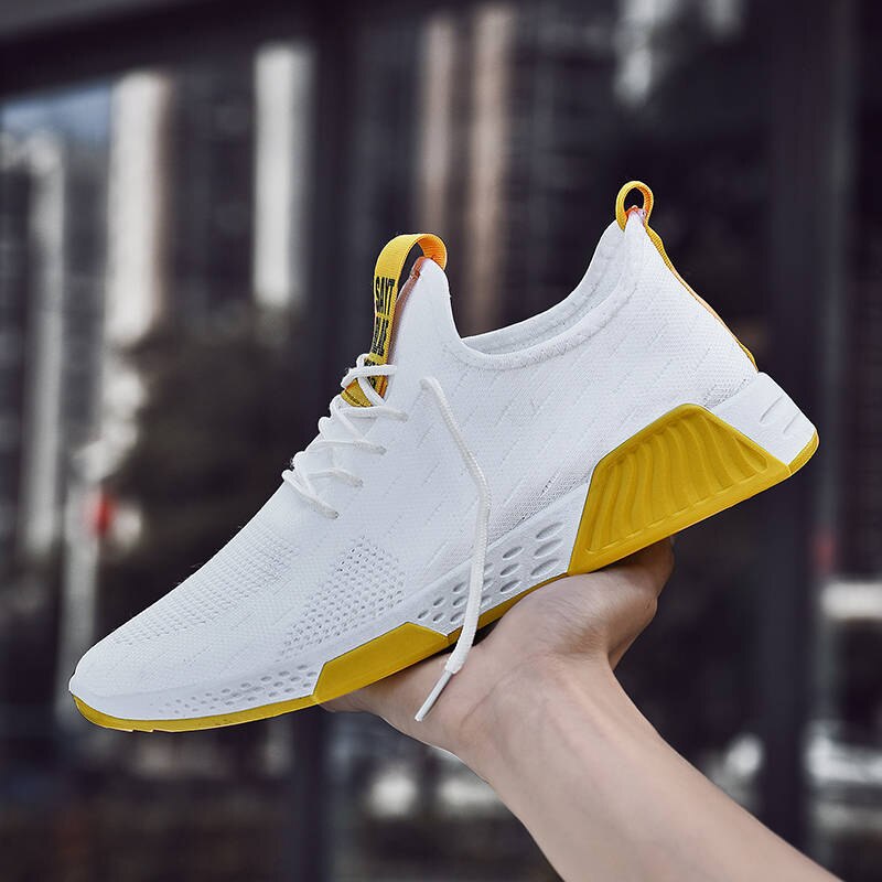 White & Yellow No-slip Sneakers Shoes