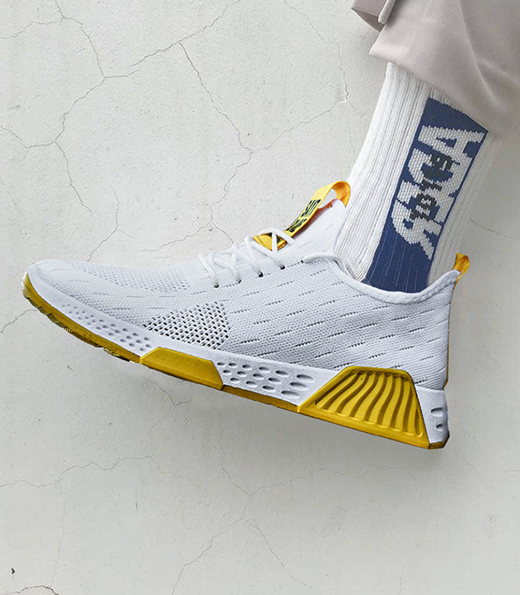 White & Yellow No-slip Sneakers Shoes