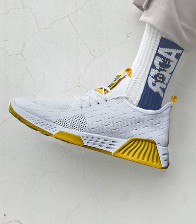 White & Yellow No-slip Sneakers Shoes