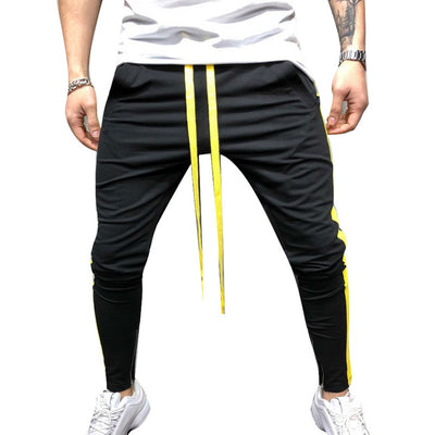 Men's Fitness Black & Yellow Joggers Sweatpants