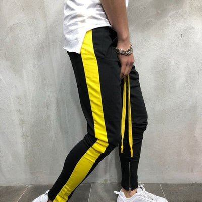 Men's Fitness Black & Yellow Joggers Sweatpants