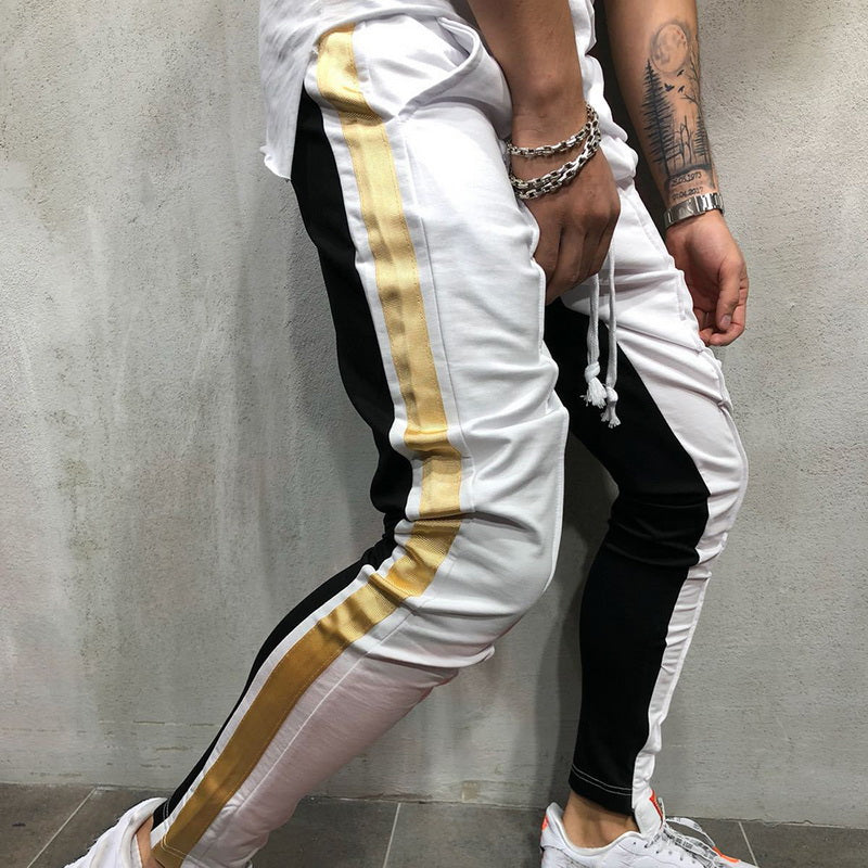 Men's Casual Streetwear White & Black Joggers pants