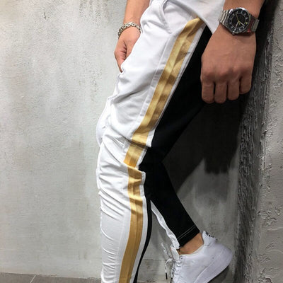 Men's Casual Streetwear White & Black Joggers pants