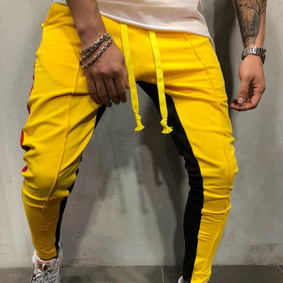 Men's Casual Streetwear Yellow & Black Joggers pants