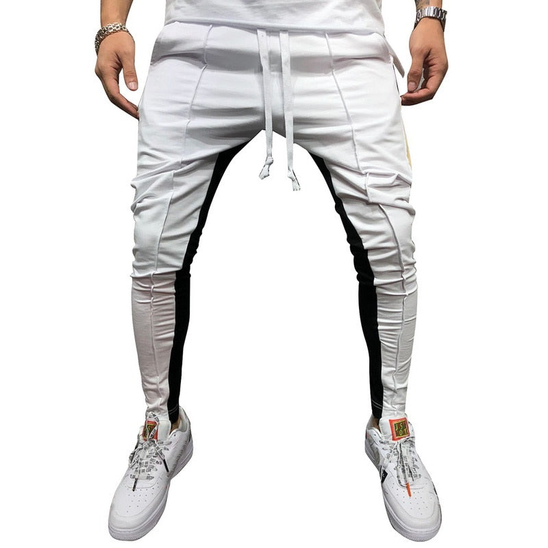 Men's Casual Streetwear White & Black Joggers pants