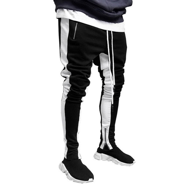 Men's Black & White Joggers Sweatpants