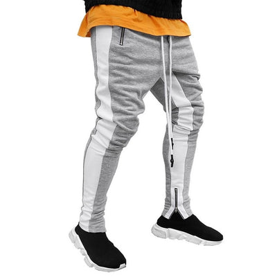 Men's Grey & White Joggers Sweatpants