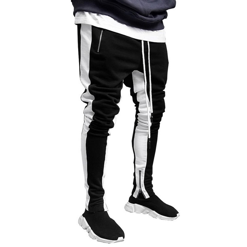 Men's Black & White Joggers Sweatpants