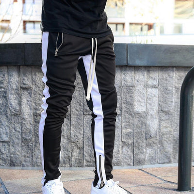 Men's Black & White Joggers Sweatpants