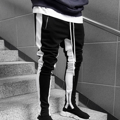 Men's Black & White Joggers Sweatpants