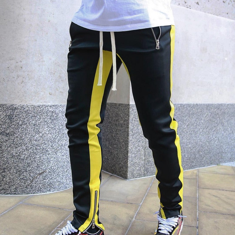 Men's Black & Yellow Joggers Sweatpants