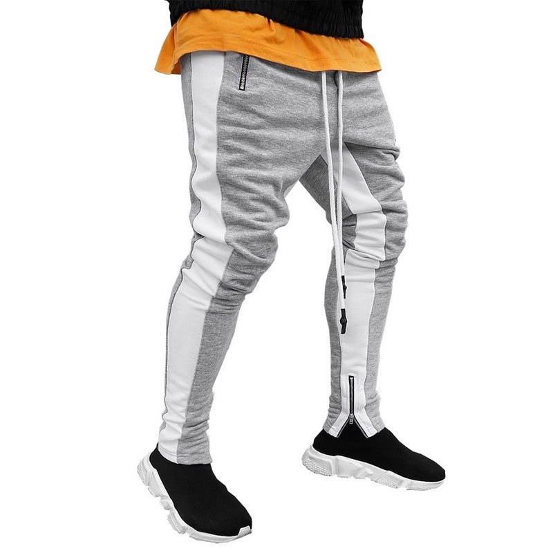 Men's Grey & White Joggers Sweatpants