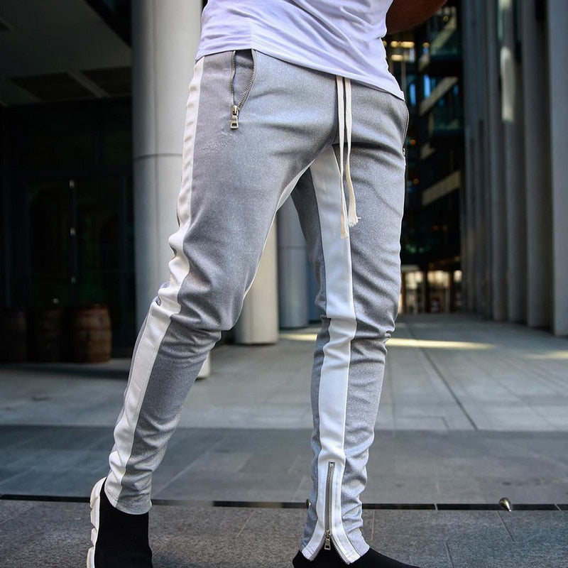 Men's Grey & White Joggers Sweatpants