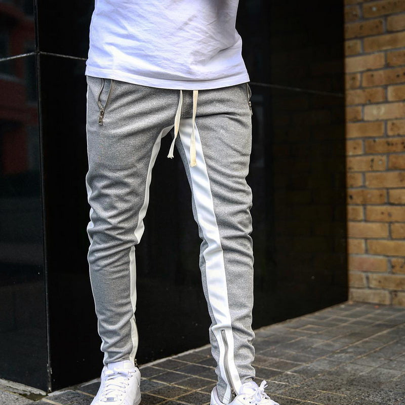 Men's Grey & White Joggers Sweatpants