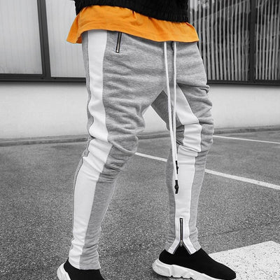 Men's Grey & White Joggers Sweatpants