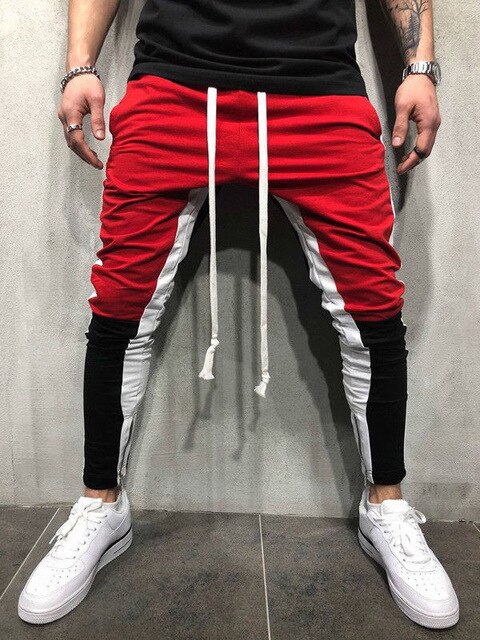 Men's Casual White & Red Jogger Pants