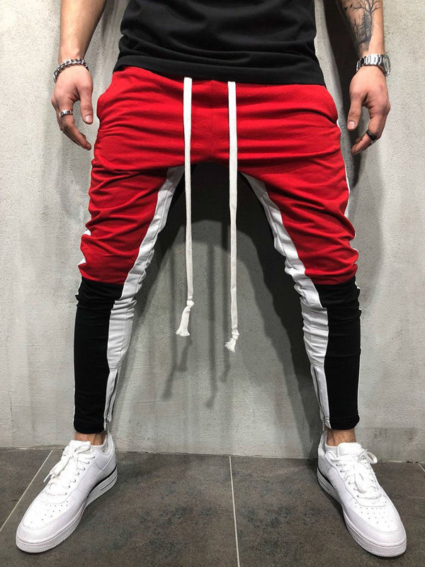Men's Casual White & Red Jogger Pants
