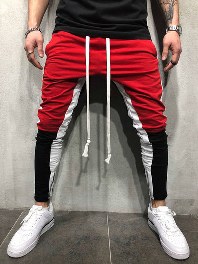 Men's Casual White & Red Jogger Pants