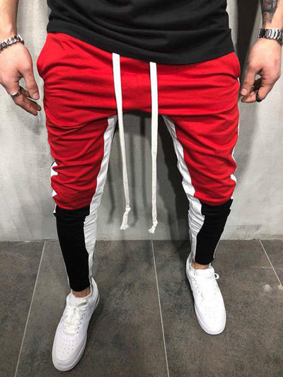 Men's Casual White & Red Jogger Pants