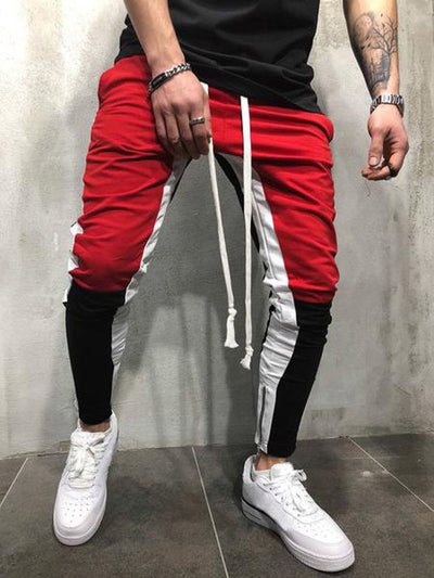 Men's Casual White & Red Jogger Pants