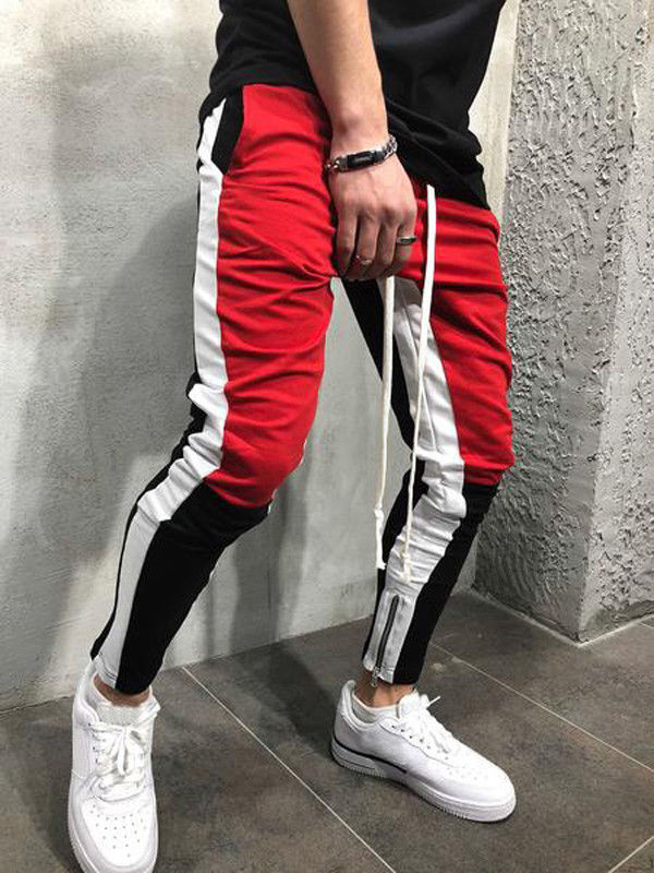 Men's Casual White & Red Jogger Pants