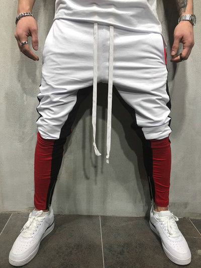 Men's Casual White & Red Jogger Pants