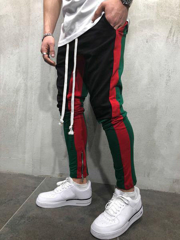 Men's Casual Red & Black Jogger Pants
