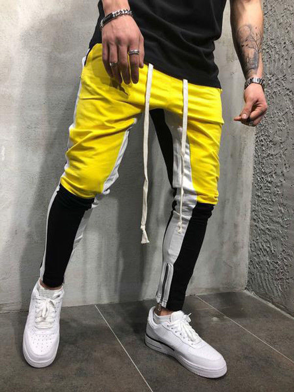 Men's Casual Yellow & Black Jogger Pants