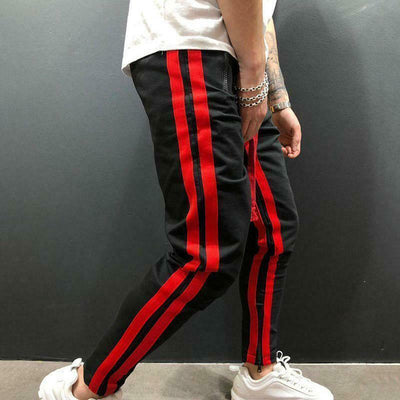 Men's Black & Red Sport Jogger Pants