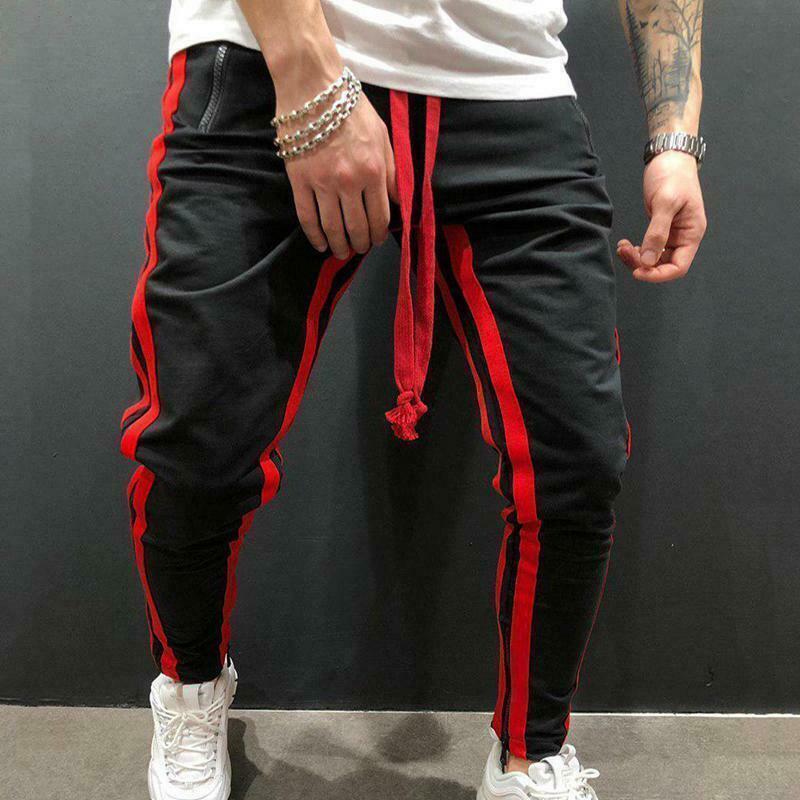 Men's Black & Red Sport Jogger Pants