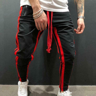 Men's Black & Red Sport Jogger Pants