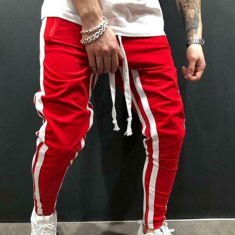 Men's Casual Red & White Sport Jogger Pants