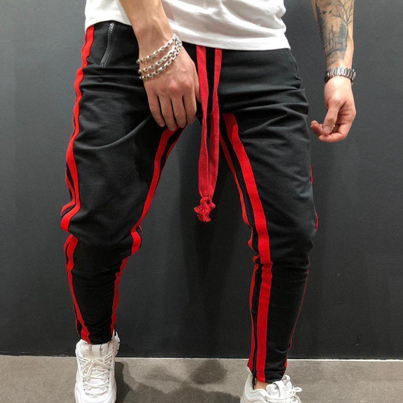 Men's Black & Red Sport Jogger Pants
