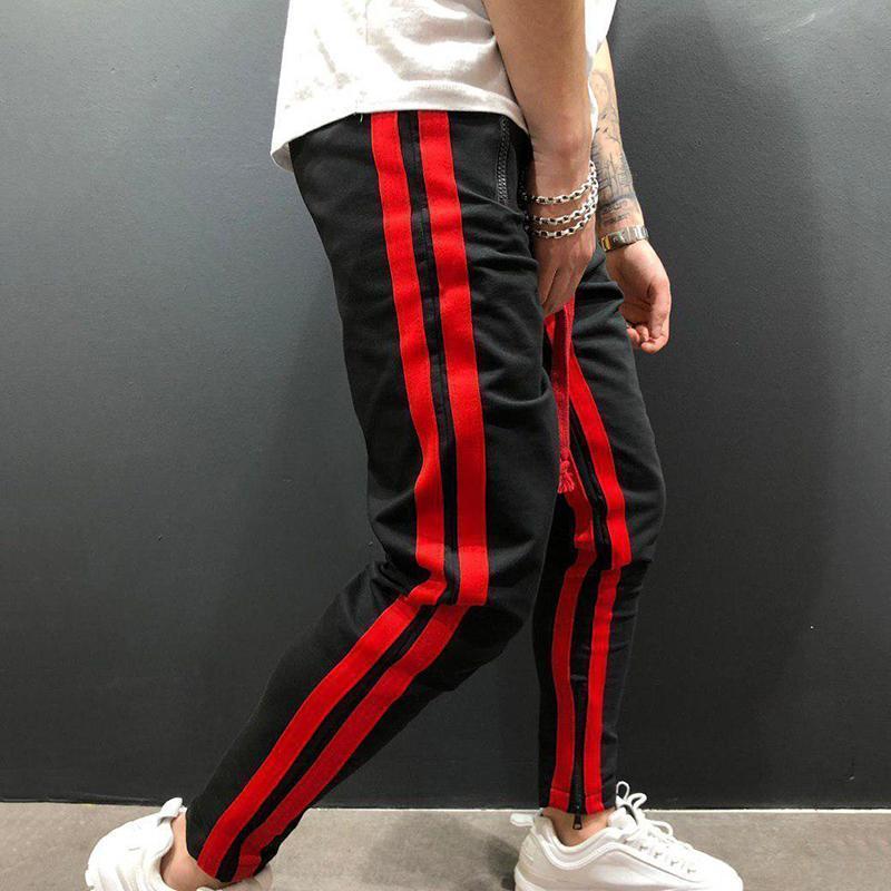 Men's Black & Red Sport Jogger Pants