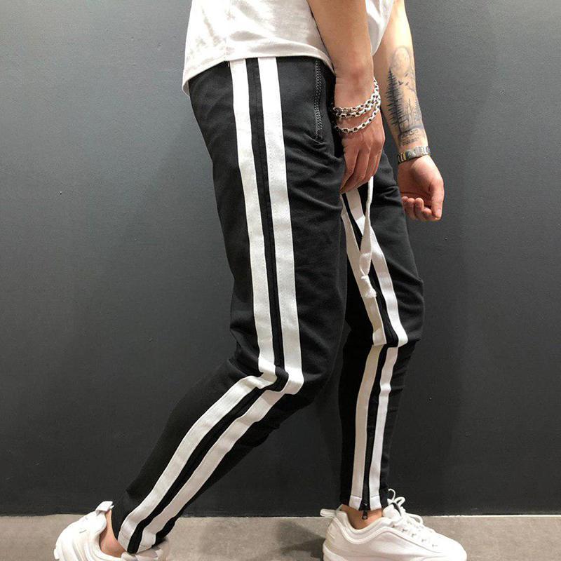 Men's Casual Black & White Sport Jogger Pants
