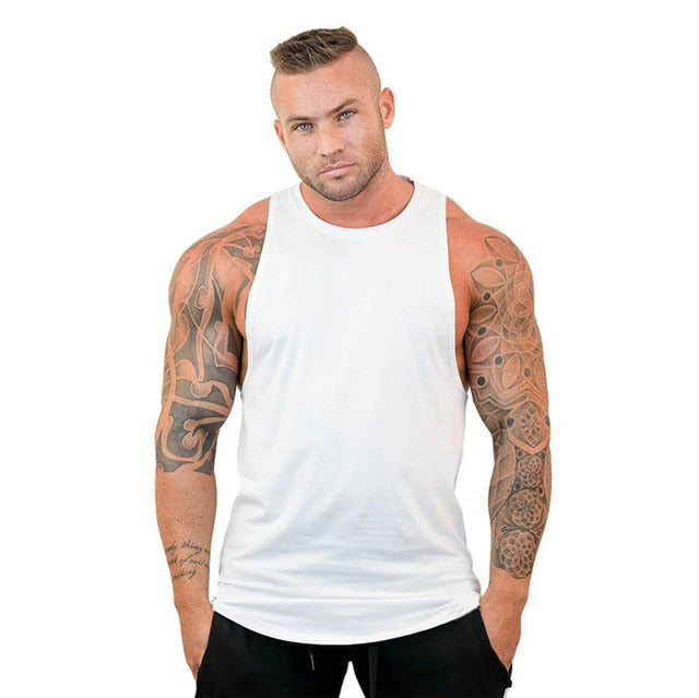 Men's White Tank Tops T-Shirt