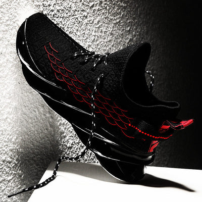 Breathable Black & Red Running Sneakers