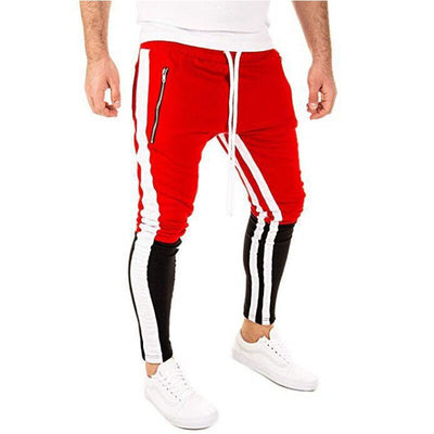 Men's Fashion Red & Black Casual Running Jogger Pants
