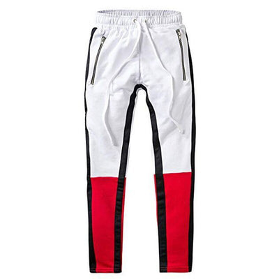 Men's Fashion White & Red Casual Running Jogger Pants