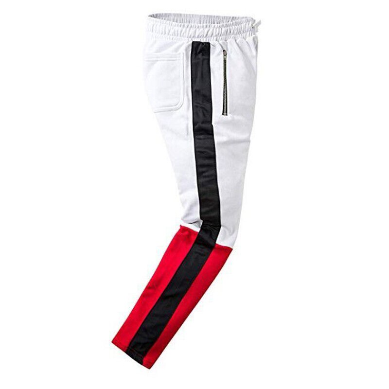 Men's Fashion White & Red Casual Running Jogger Pants